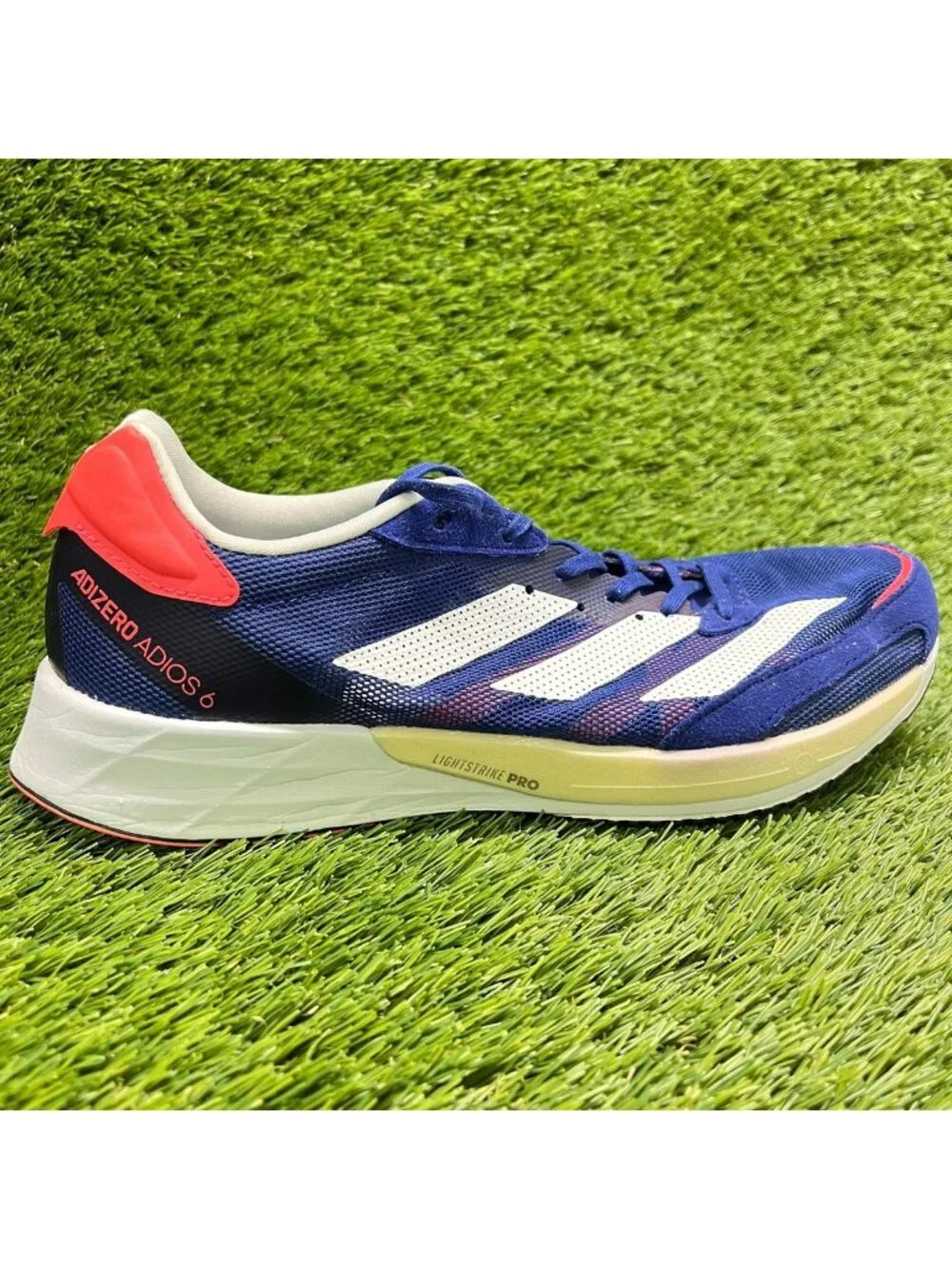Adidas Adizero Adios 6 Mens Size 8.5 Blue White Athletic Running Shoes Sneakers